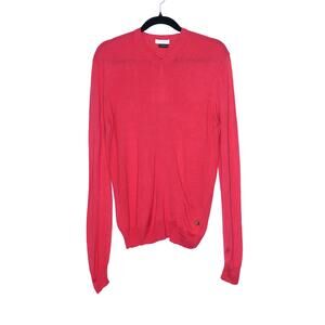 VERSACE Collection Silk Cotton V-Neck Sweater Melon Stretch Casual Men's M
